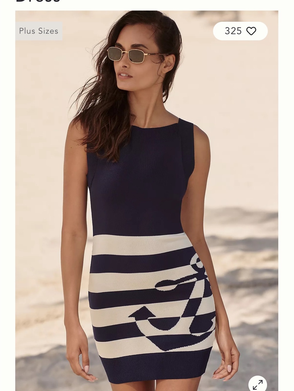 Anthropologie Navy and Cream Striped Knit Mini Dress